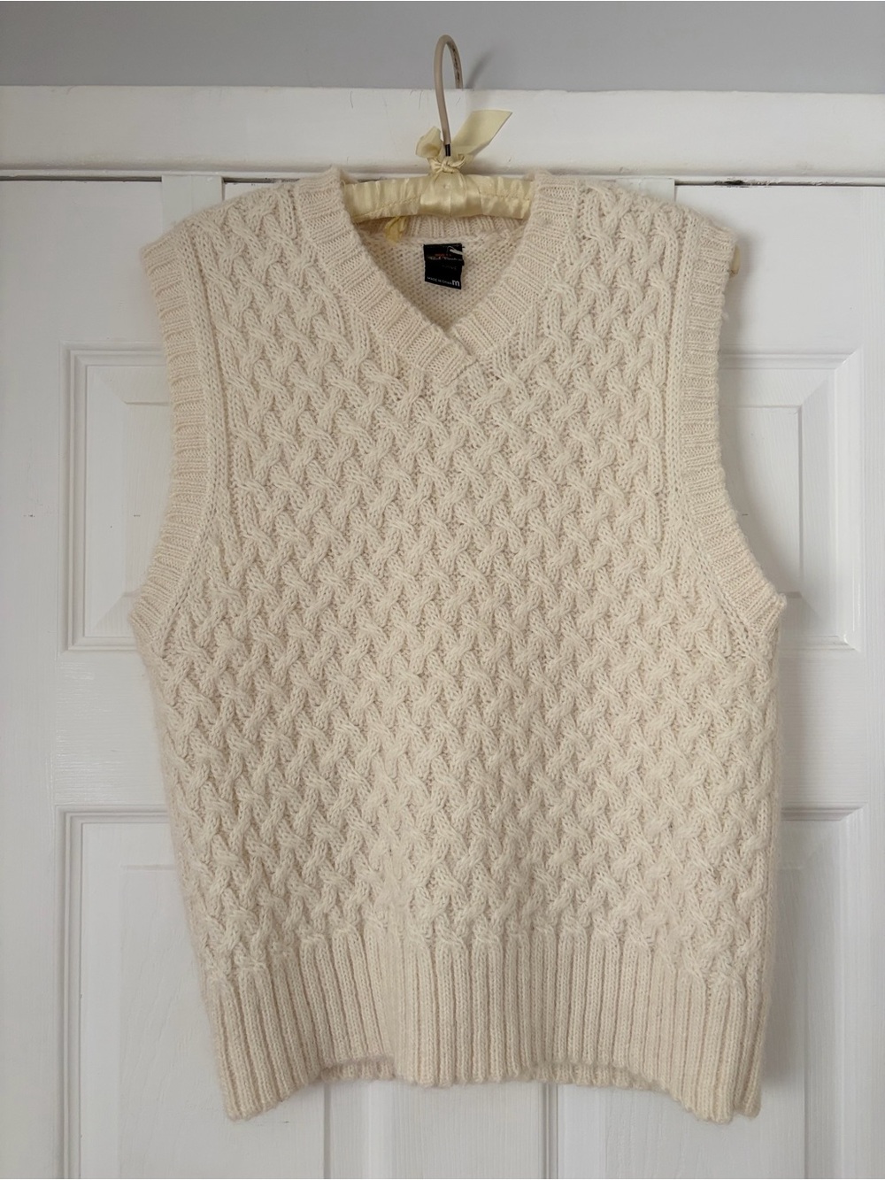 Paul Frank Cream Cable Knit V-Neck Sweater Vest